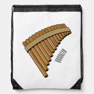Pan flute / panpipes cartoon illustration drawstring bag