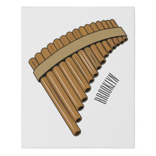 Pan flute / panpipes cartoon illustration faux canvas print