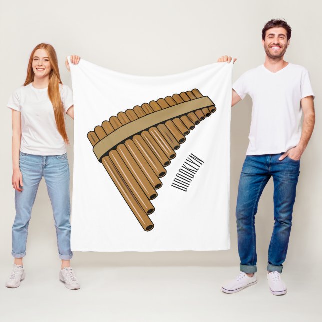 Pan flute / panpipes cartoon illustration  fleece blanket (In Situ)