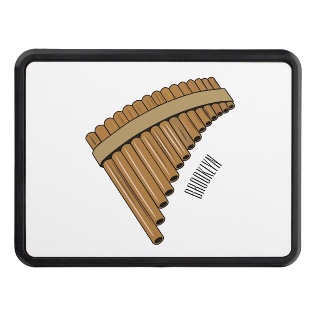 Pan flute / panpipes cartoon illustration  hitch cover (Front)