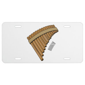 Pan flute / panpipes cartoon illustration  license plate
