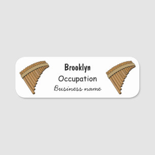 Pan flute / panpipes cartoon illustration  name tag