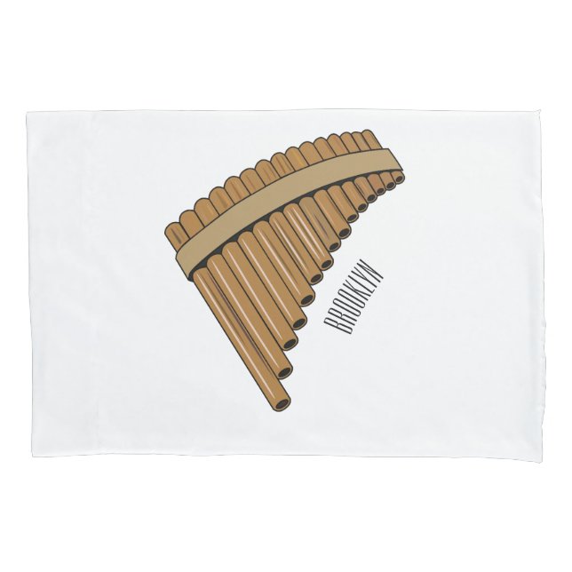 Pan flute / panpipes cartoon illustration  pillow case (Front)