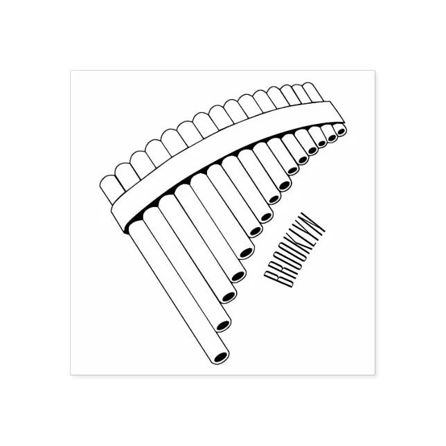 Pan flute / panpipes cartoon illustration rubber stamp Zazzle