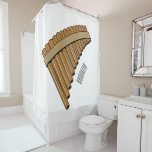 Pan flute / panpipes cartoon illustration shower curtain
