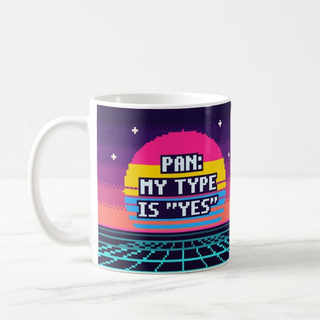 Pan: My Type Is Yes Pride Pixel Mug (Left)