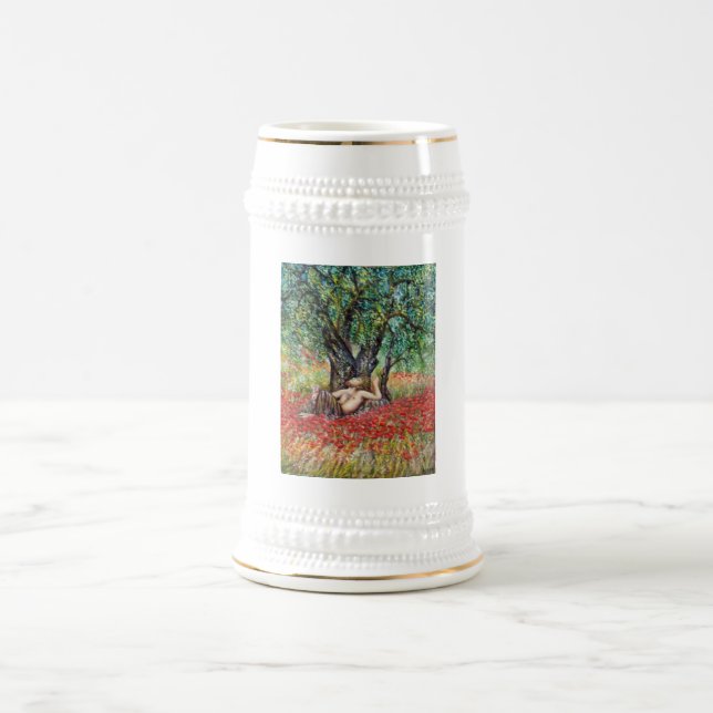 PAN, OLIVE TREE AND POPPY FIELDS BEER STEIN (Center)