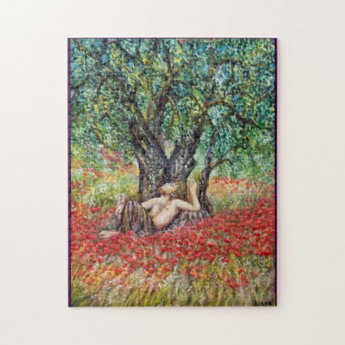 PAN OLIVE TREE AND POPPY FIELDS JIGSAW PUZZLE