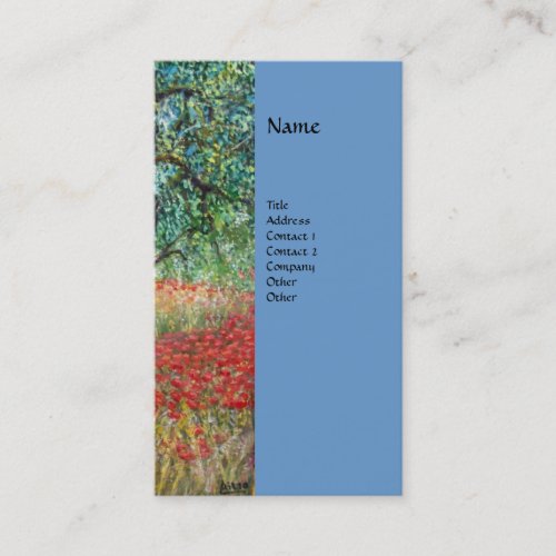 PANOLIVE TREE AND POPPY FIELDS monogramblue Business Card