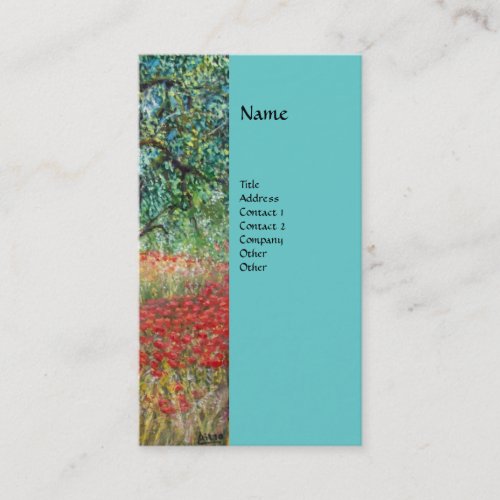 PANOLIVE TREE AND POPPY FIELDS monogramblue Business Card