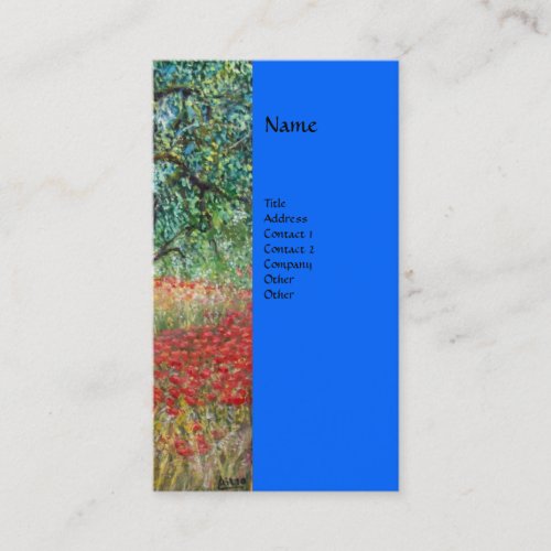 PANOLIVE TREE AND POPPY FIELDS monogramblue Business Card