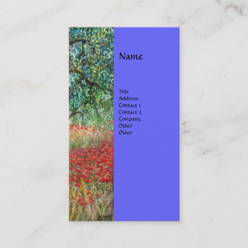 PANOLIVE TREE AND POPPY FIELDS monogramblue Business Card