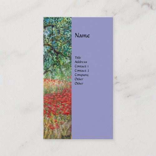 PANOLIVE TREE AND POPPY FIELDS monogramblue Business Card
