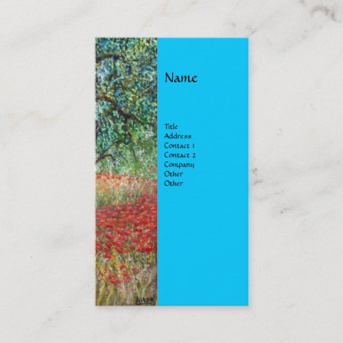 PANOLIVE TREE AND POPPY FIELDS monogramblue Business Card