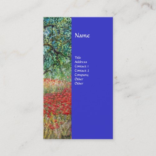 PANOLIVE TREE AND POPPY FIELDS monogramblue Business Card