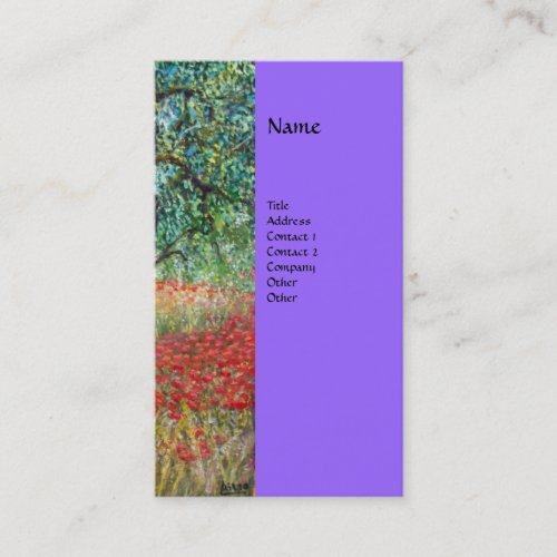 PANOLIVE TREE AND POPPY FIELDS monogramblue Business Card