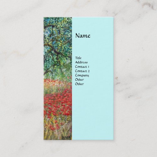 PANOLIVE TREE AND POPPY FIELDS monogramblue Business Card