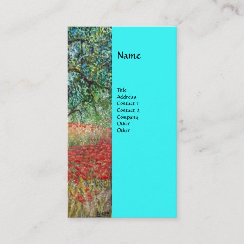 PANOLIVE TREE AND POPPY FIELDS monogramblue Business Card