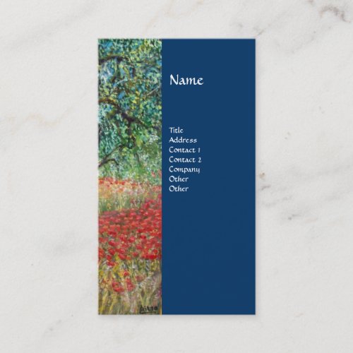 PANOLIVE TREE AND POPPY FIELDS monogramblue Business Card