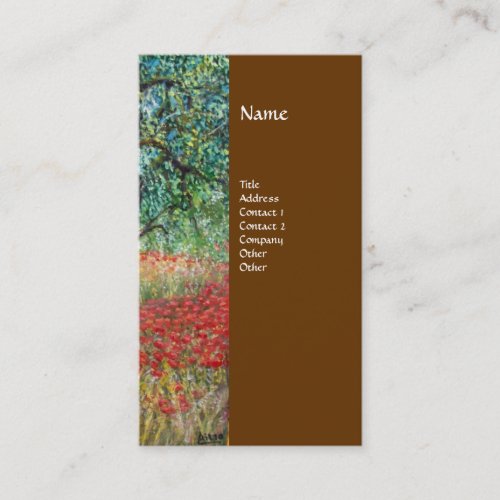 PANOLIVE TREE AND POPPY FIELDS Monogrambrown Business Card