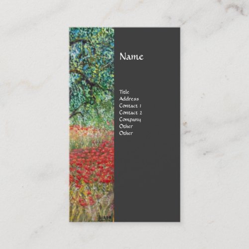 PANOLIVE TREE AND POPPY FIELDS monogramgrey Business Card
