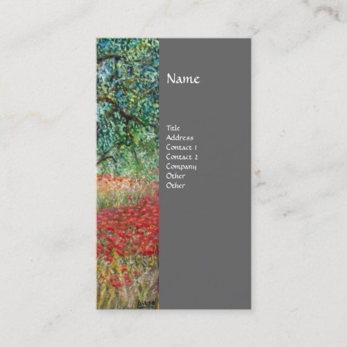 PANOLIVE TREE AND POPPY FIELDS monogramgrey Business Card