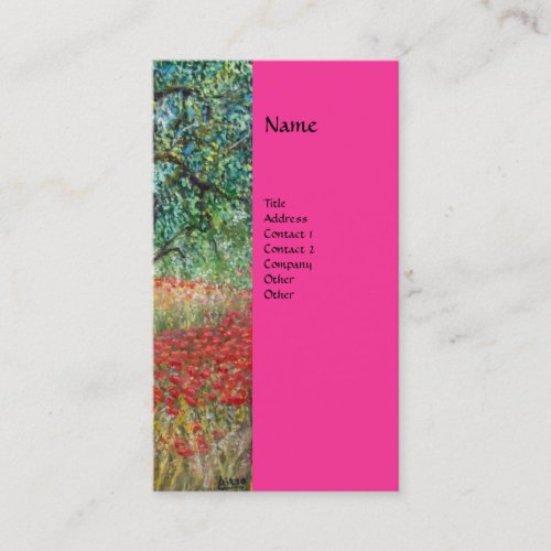 PANOLIVE TREE AND POPPY FIELDS monogrampink Business Card