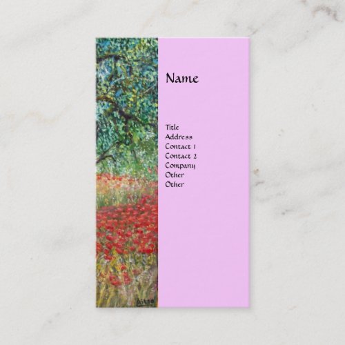 PANOLIVE TREE AND POPPY FIELDS monogrampink Business Card