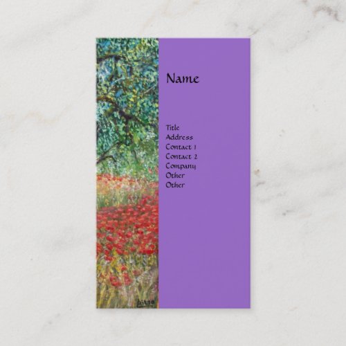 PANOLIVE TREE AND POPPY FIELDS monogrampurple Business Card