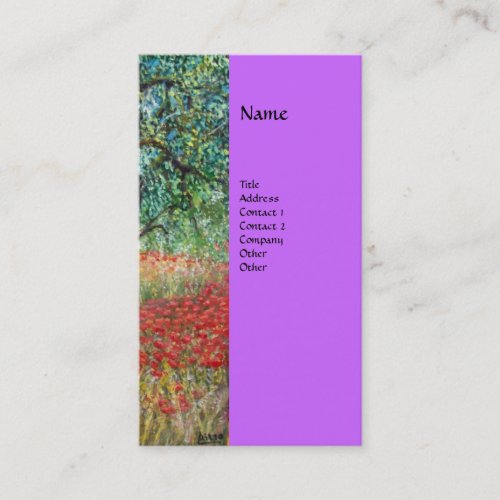 PANOLIVE TREE AND POPPY FIELDS monogrampurple Business Card