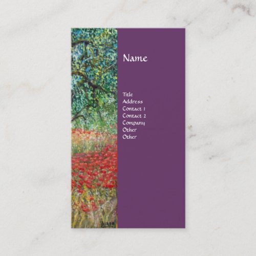 PANOLIVE TREE AND POPPY FIELDS monogrampurple Business Card