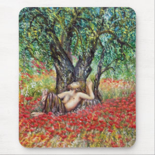 PAN, OLIVE TREE AND POPPY FIELDS MOUSE PAD