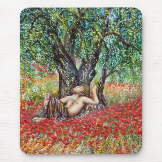 PAN, OLIVE TREE AND POPPY FIELDS MOUSE PAD (Front)
