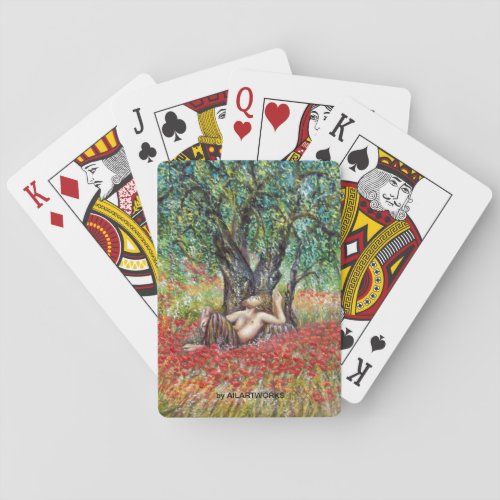PAN OLIVE TREE AND POPPY FIELDS PLAYING CARDS