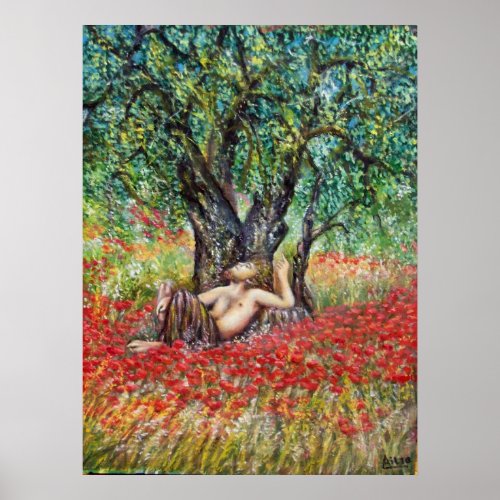 PAN OLIVE TREE AND POPPY FIELDS POSTER