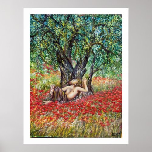 PAN OLIVE TREE AND POPPY FIELDS POSTER