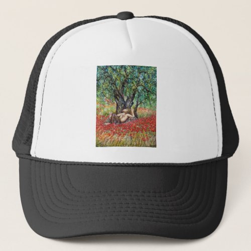 PAN OLIVE TREE AND POPPY FIELDS TRUCKER HAT