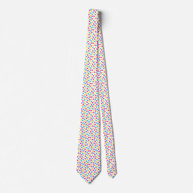 Pan Pansexual Pride Flag Stars Pink Blue Yellow Neck Tie (Front)