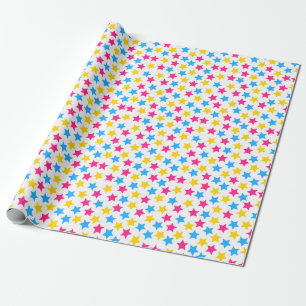 Pan Pansexual Pride Flag Stars Pink Blue Yellow Wrapping Paper