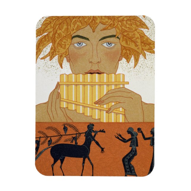 Pan Piper, illustration from 'Les Mythes' by Paul Magnet (Vertical)