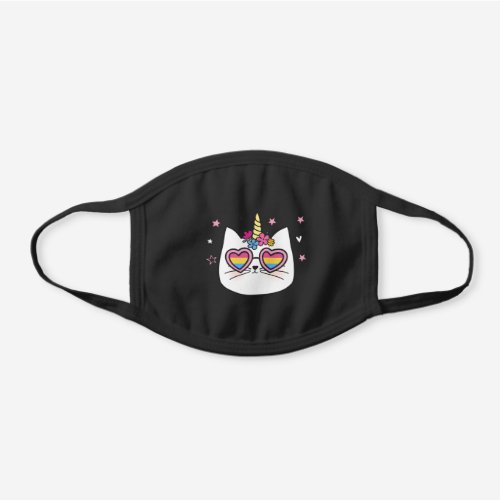 Pan Pride Caticorn Sunglasses Black Cotton Face Mask