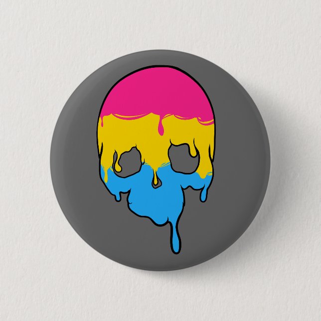 Pan Pride Dripping Skull Button (Front)