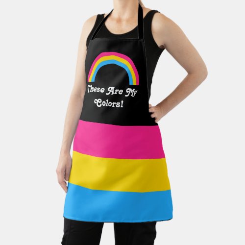Pan pride flag and rainbow with a custom text ap apron
