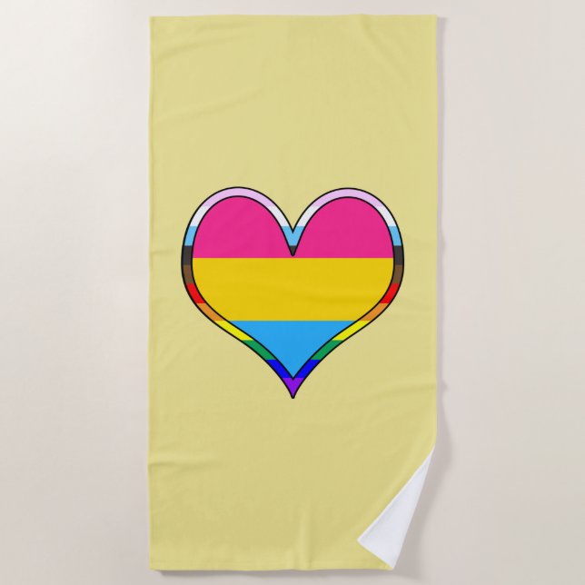 Pan Pride Heart Beach Towel (Front)