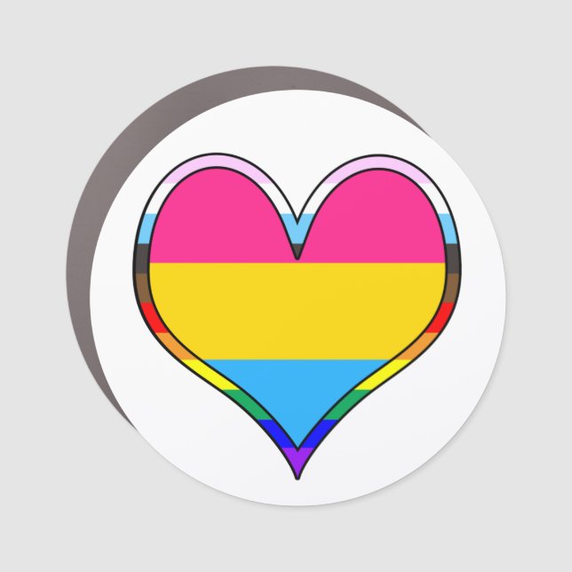Pan Pride Heart Car Magnet (Front)