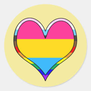 Pan Pride Heart Classic Round Sticker