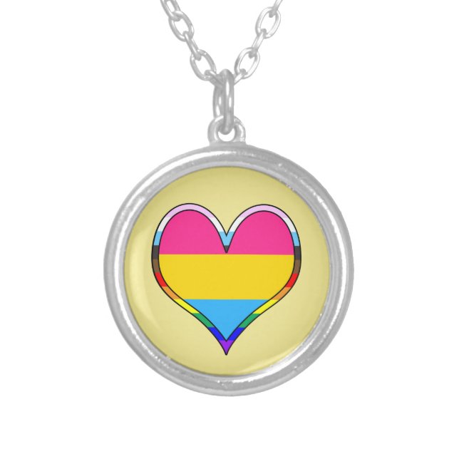 Pan Pride Heart Silver Plated Necklace (Front)