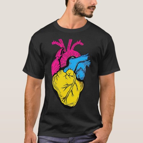 Pan Pride LGBQ Retro Pansexual Heart T_Shirt