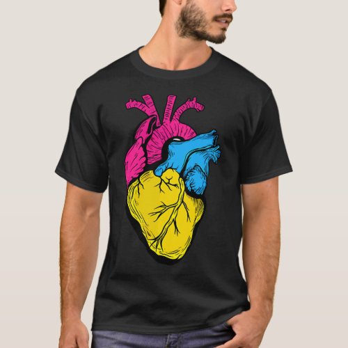 Pan Pride LGBTQ Retro Pansexual Heart T_Shirt