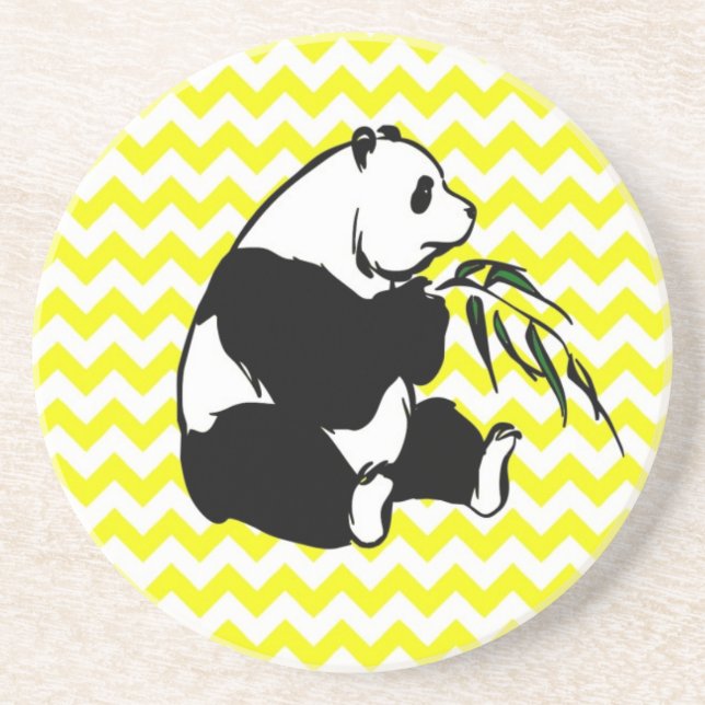 Panada on Lemon Yellow Chevron Sandstone Coaster (Front)